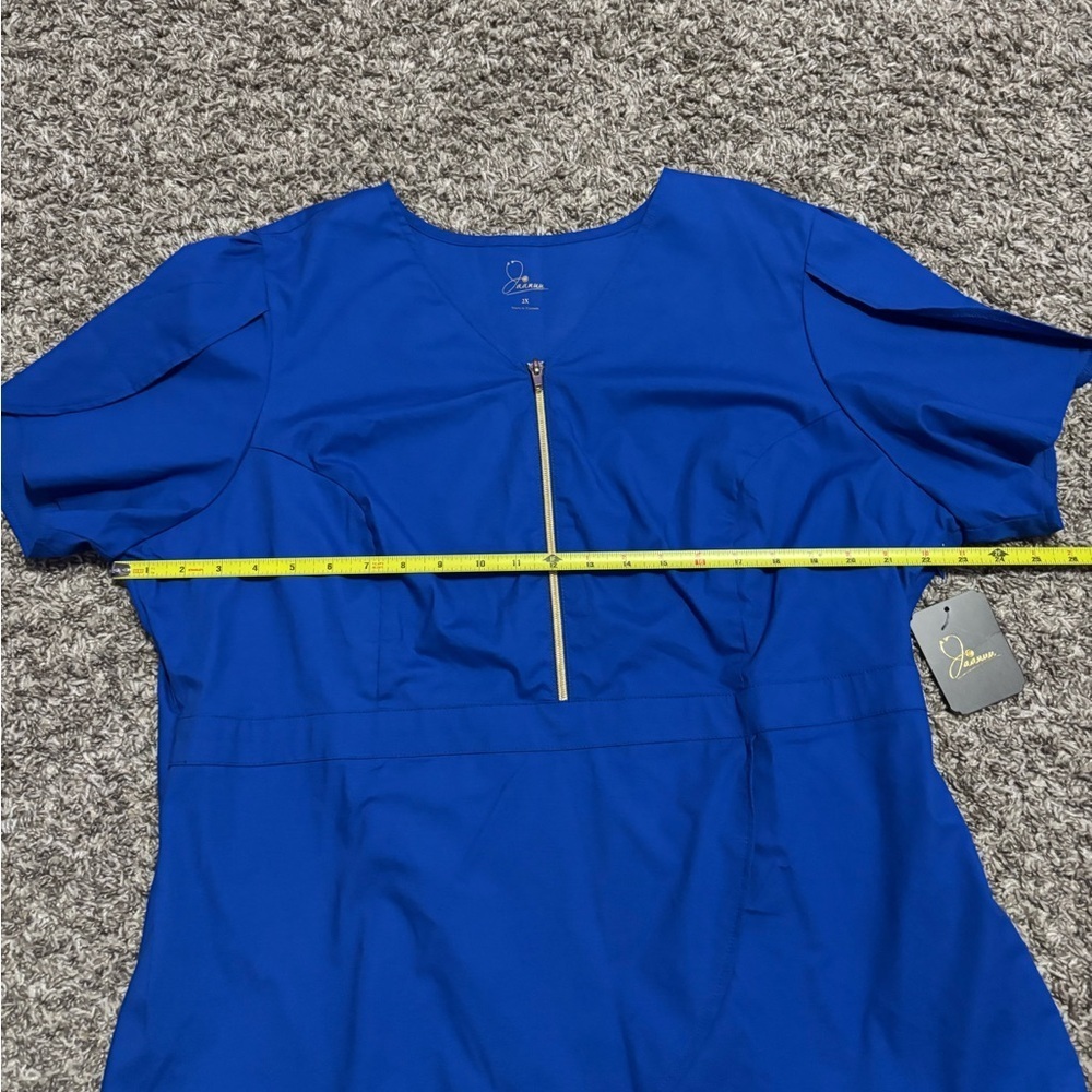 Jaanuu Women's Blue Zip-Front Scrub - Picture 4 of 9